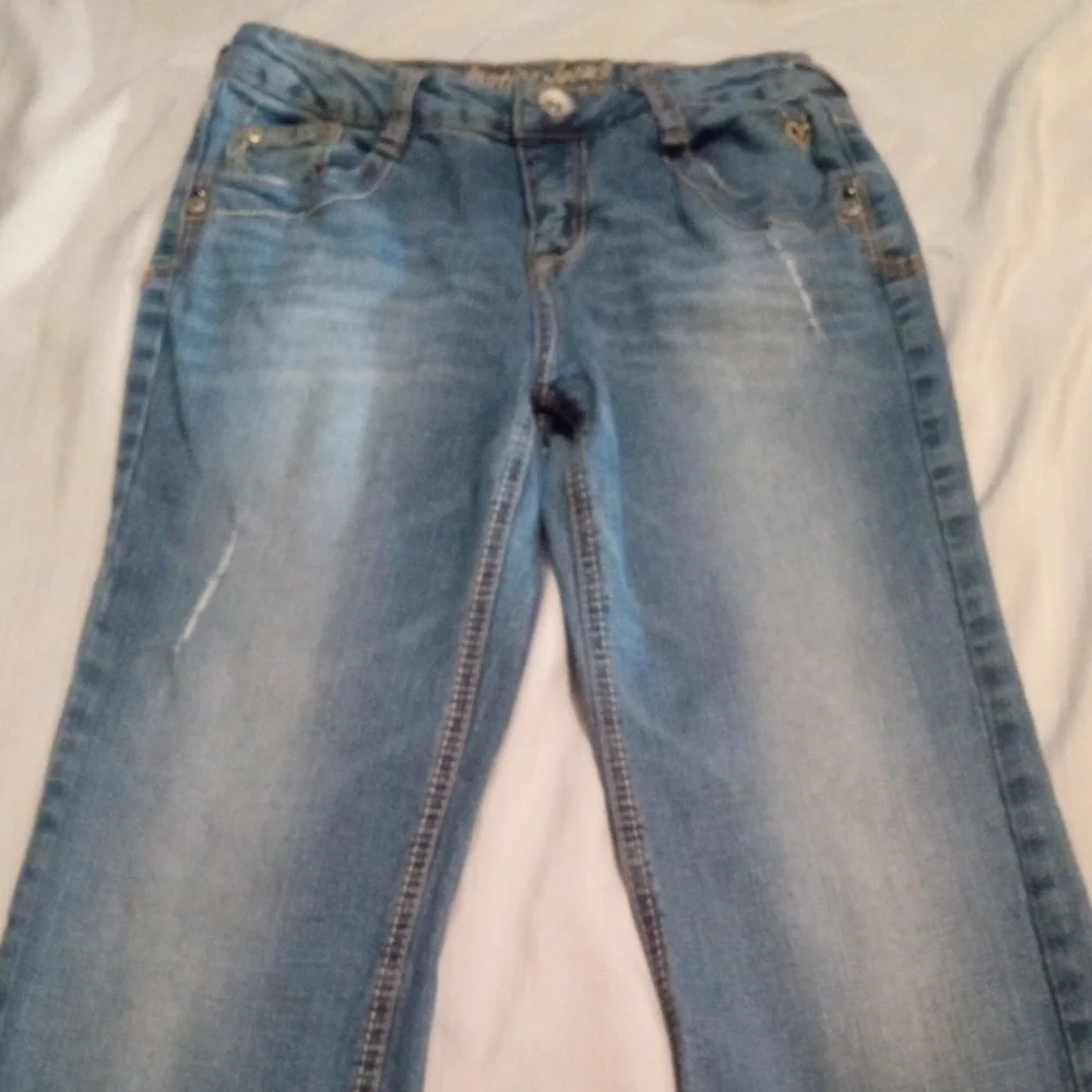 Justice Simply Low Cut Distressed Boot Cut Jeans
